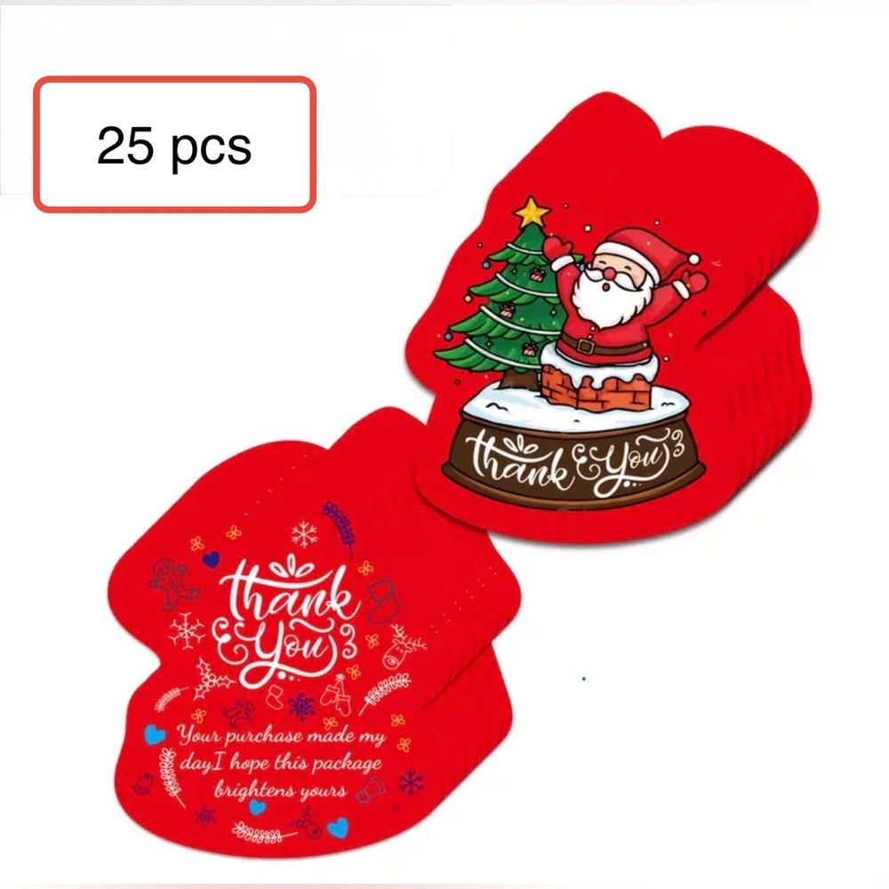 25 Pcs Red Santa Thank You Cards NWT